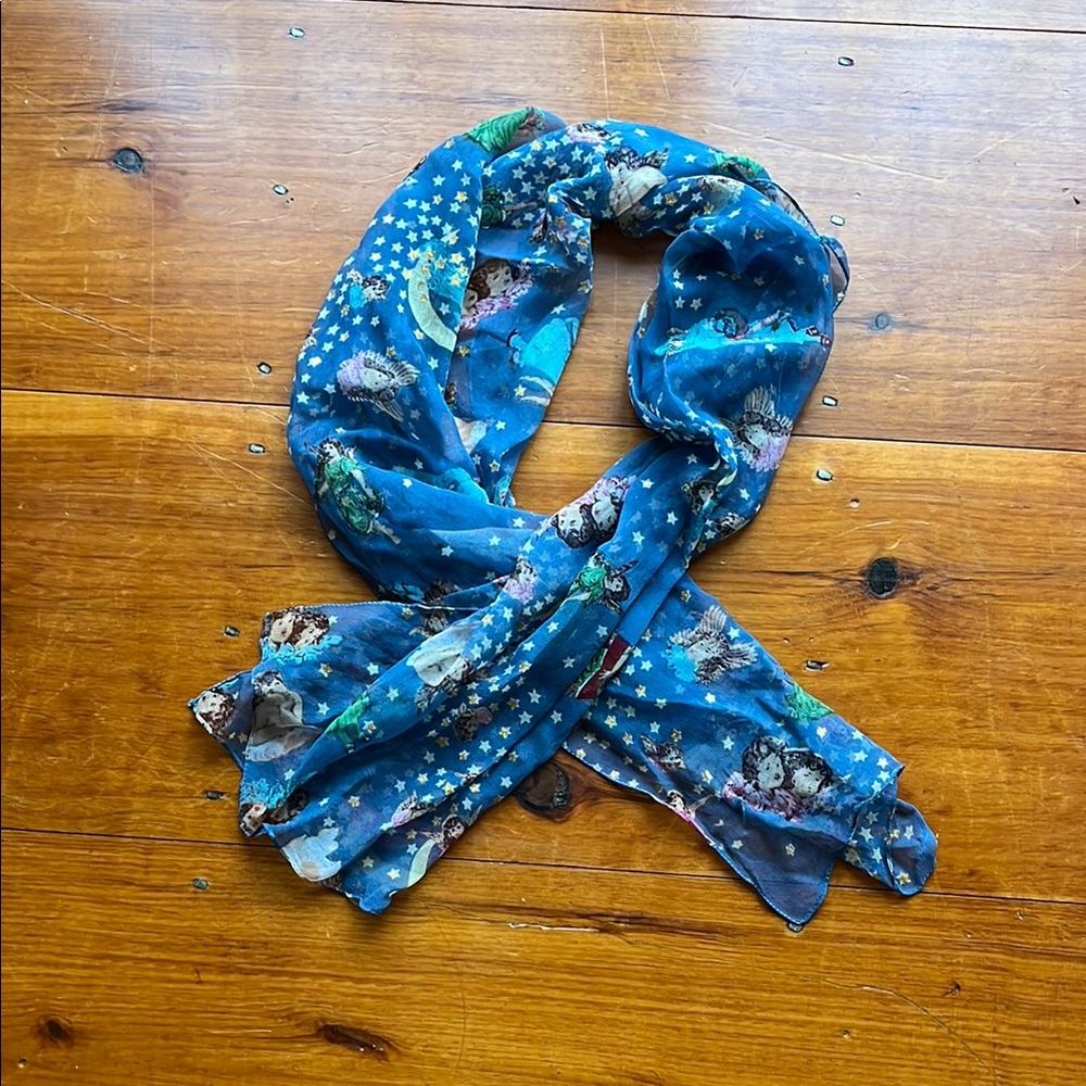Angels, Stars & Moon-Patterned Scarf